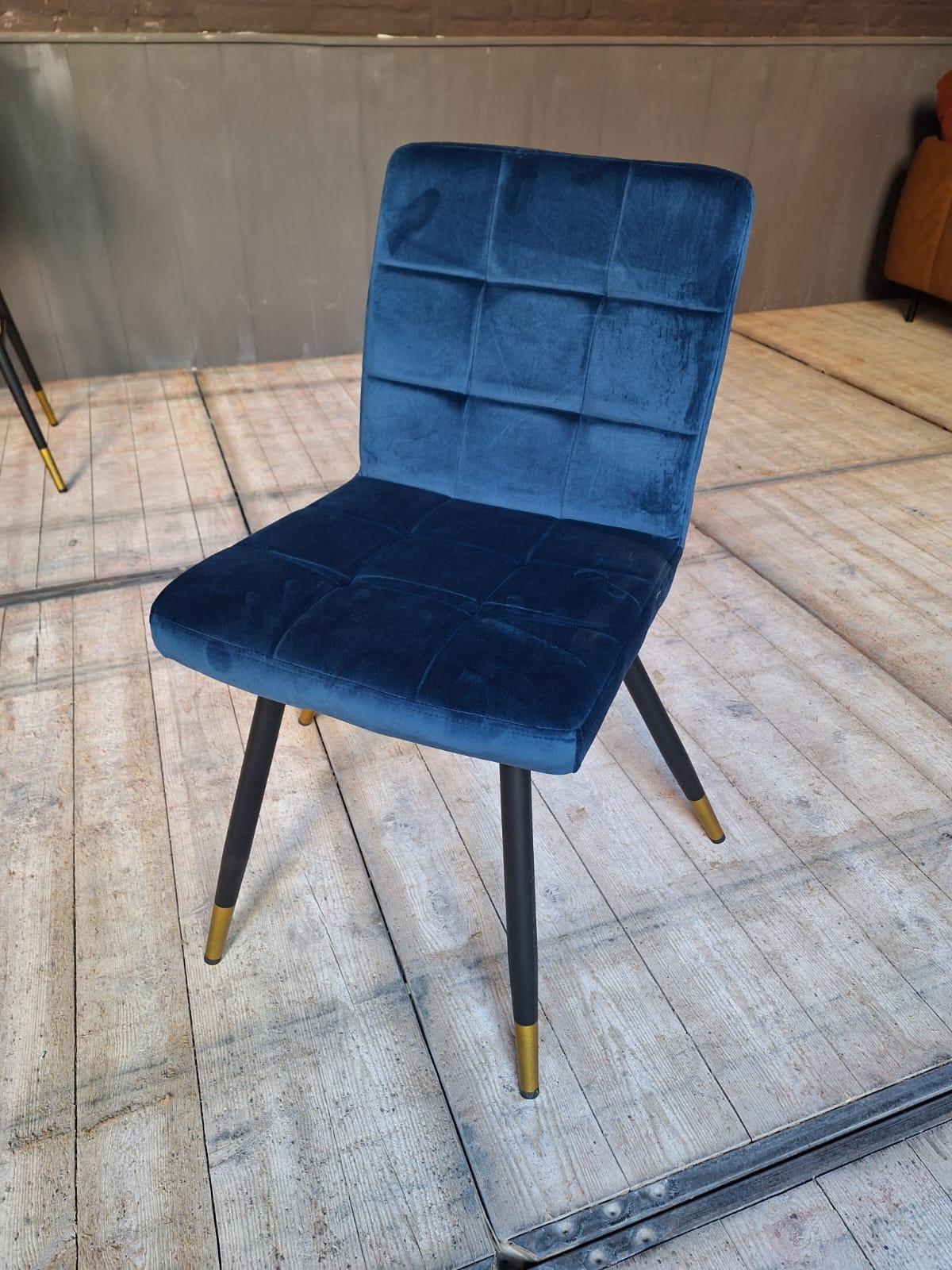 Set van 4 stoelen – 2x goudgeel & 2x blauw view 2